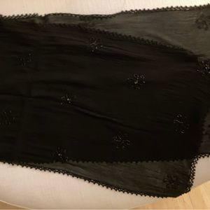 Black Sheer scarf/wrap with beaded design